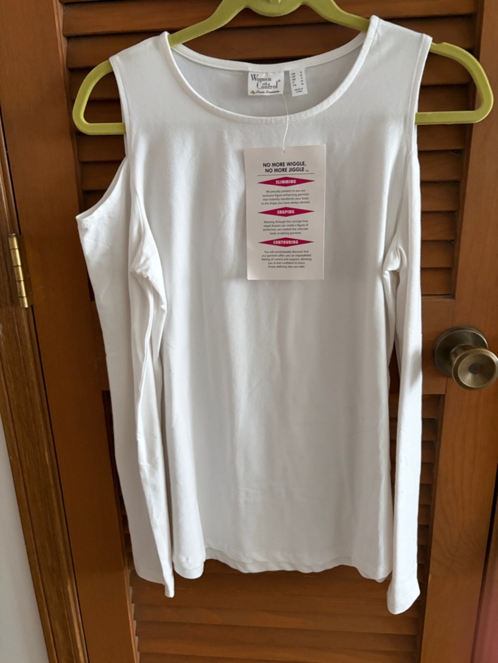 Women with Control White Cold-Shoulder Long Sleeve Top